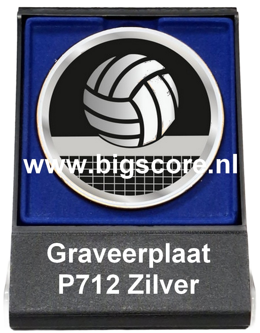 Volleybal Acryl in medailledoosje Blauw-Zwart G/Z/B
